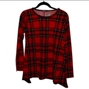 Long sleeve plaid tunic top